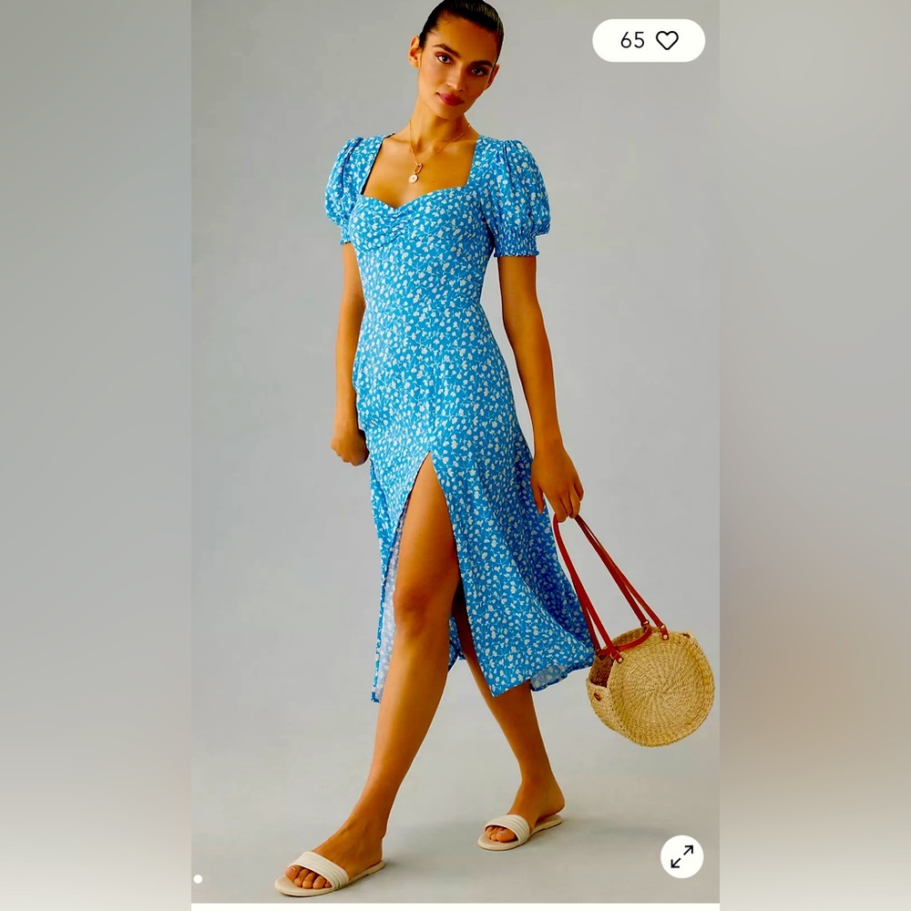 Reformation Blue Floral Midi Dress